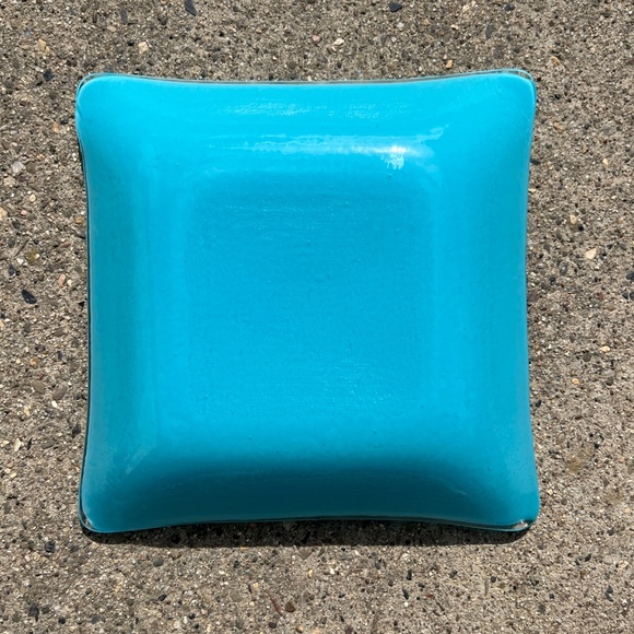 Turquoise Glass Trinket Decorative Dish Square - Picture 7 of 10